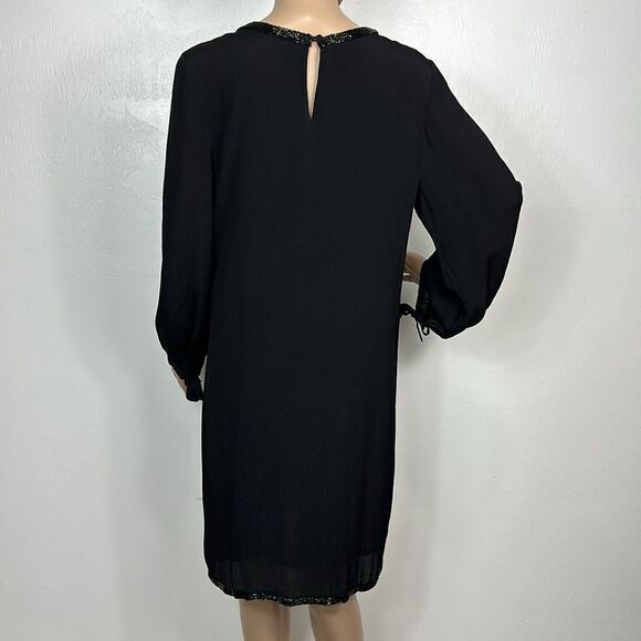 Yoana Baraschi Black Long Sleeve Rhinestone Beaded Sheath Dress Size 12 - Picture 5 of 13